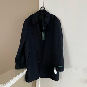 NWT Mens 42 Ralph Lauren Wool Overcoat Charcoal